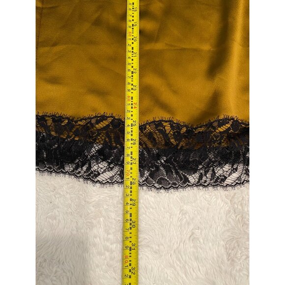 Victoria's Secret Midi Slip Skirt Small Bronze Gold Satin Lace Y2K - Picture 9 of 10